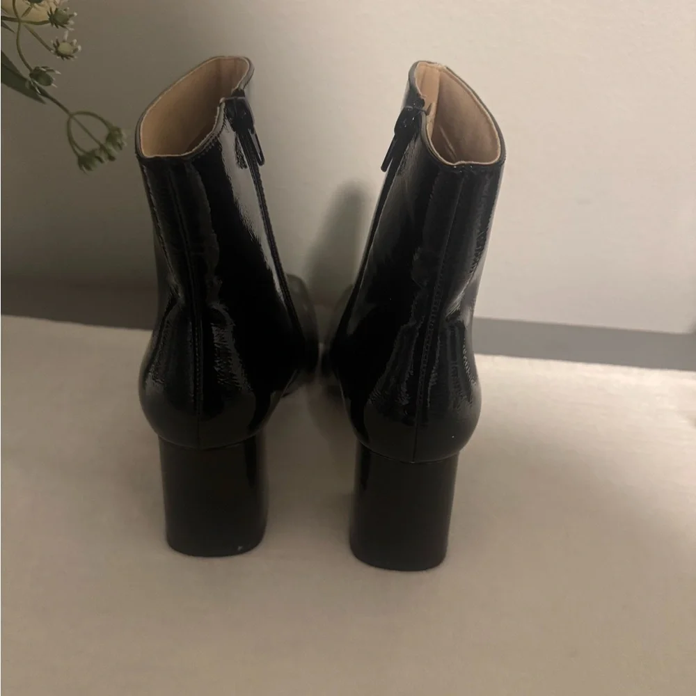 Journee Collection Glossy Black Ankle Booties
